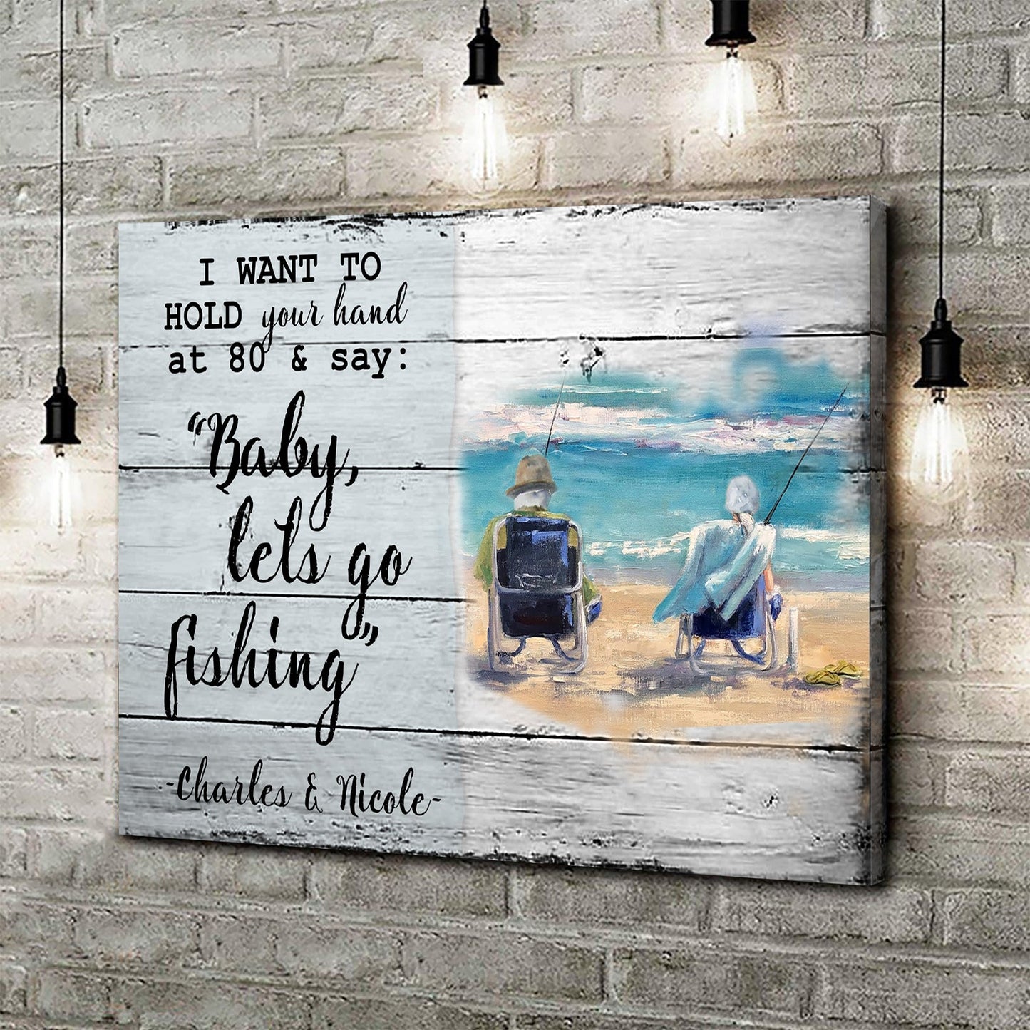 Hold Your Hand at 80 Personalized Couple Canvas Sign