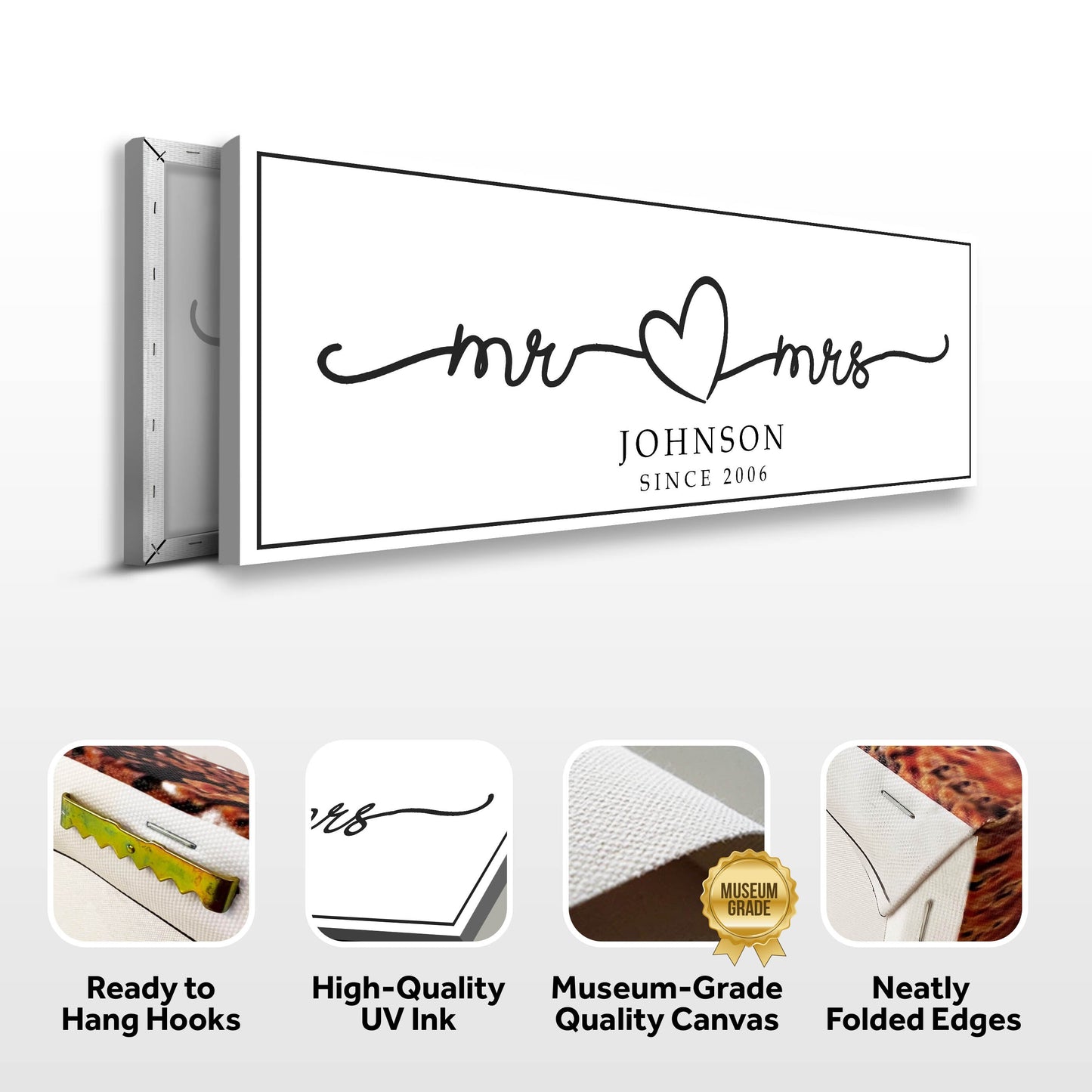 Mr. and Mrs. Rustic Wedding Canvas Sign