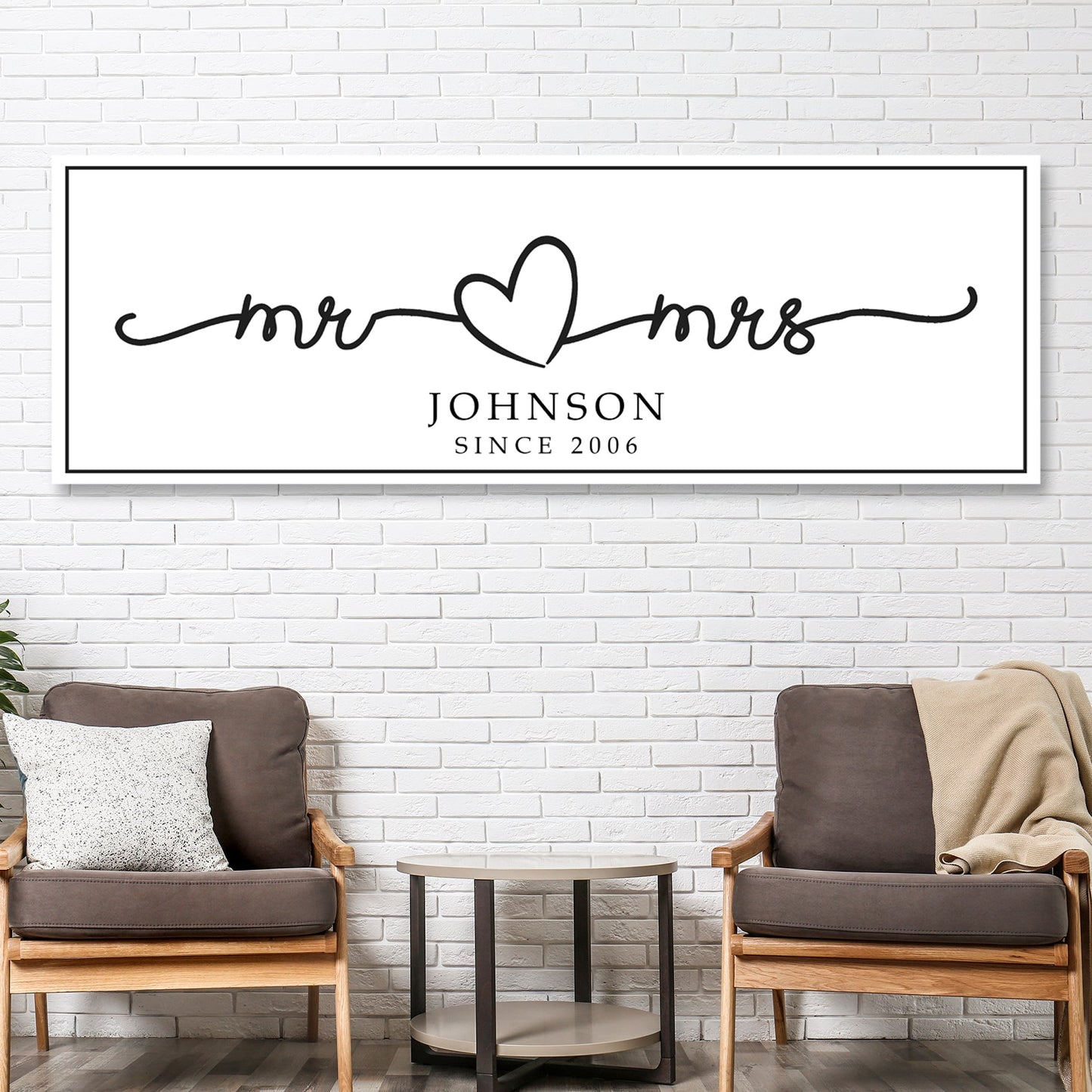 Mr. and Mrs. Rustic Wedding Canvas Sign
