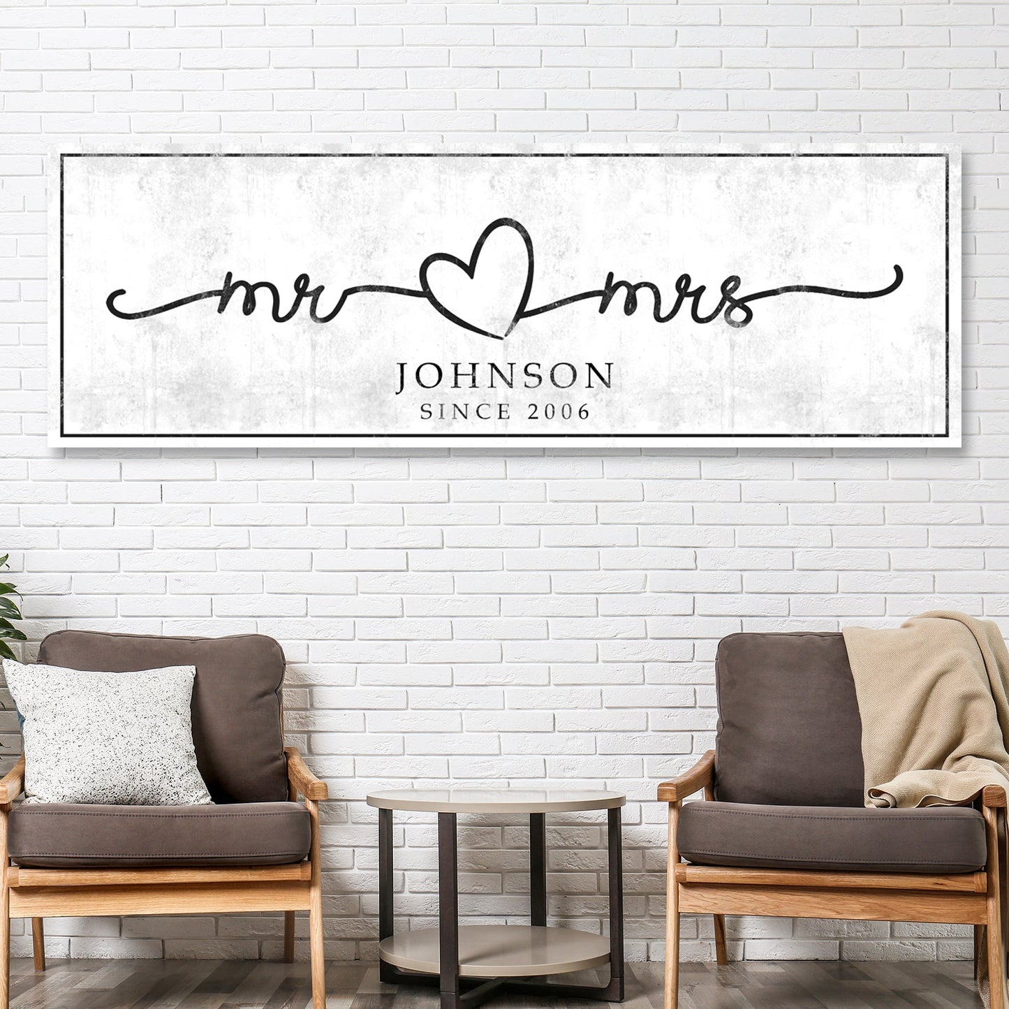 Mr. and Mrs. Rustic Wedding Canvas Sign