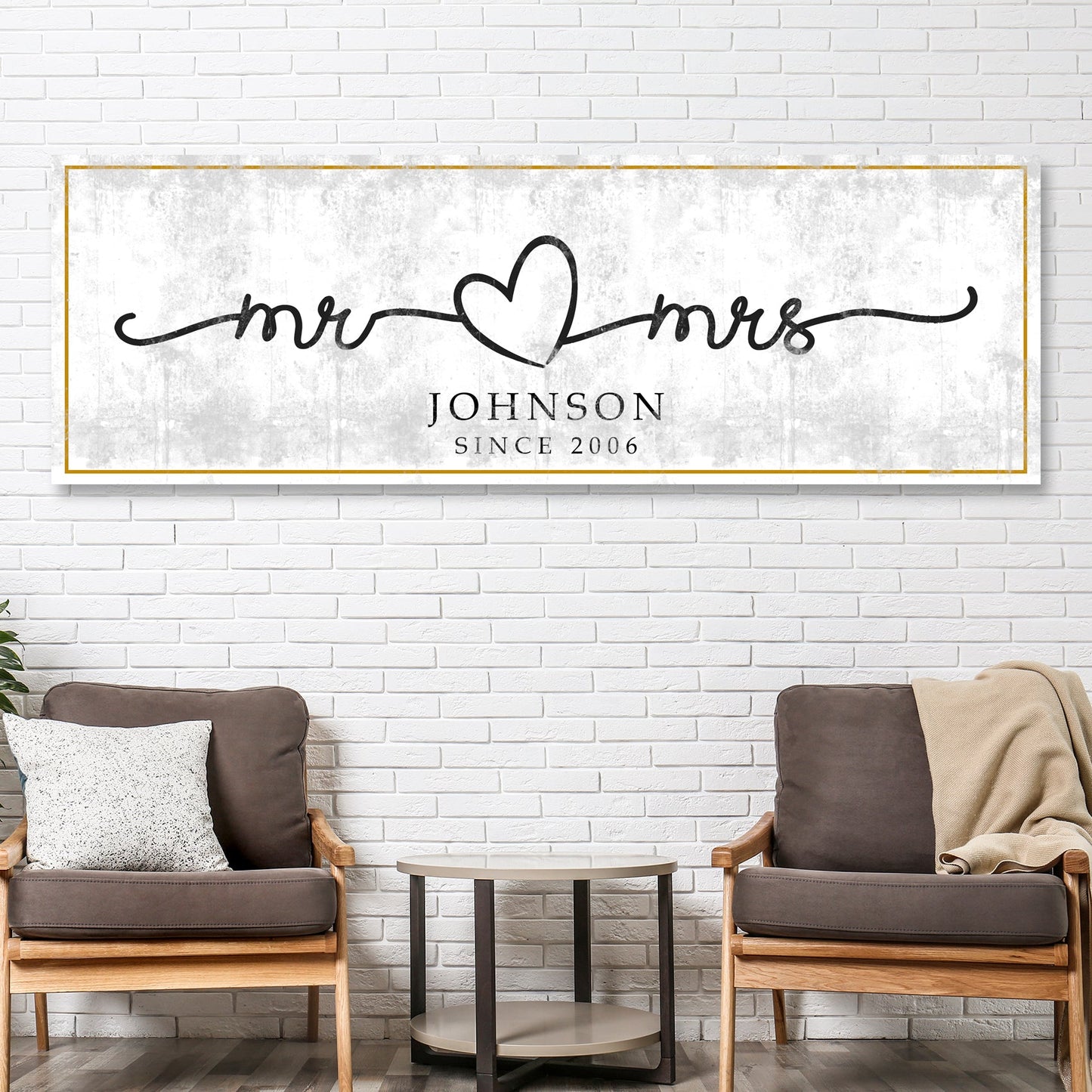 Mr. and Mrs. Rustic Wedding Canvas Sign