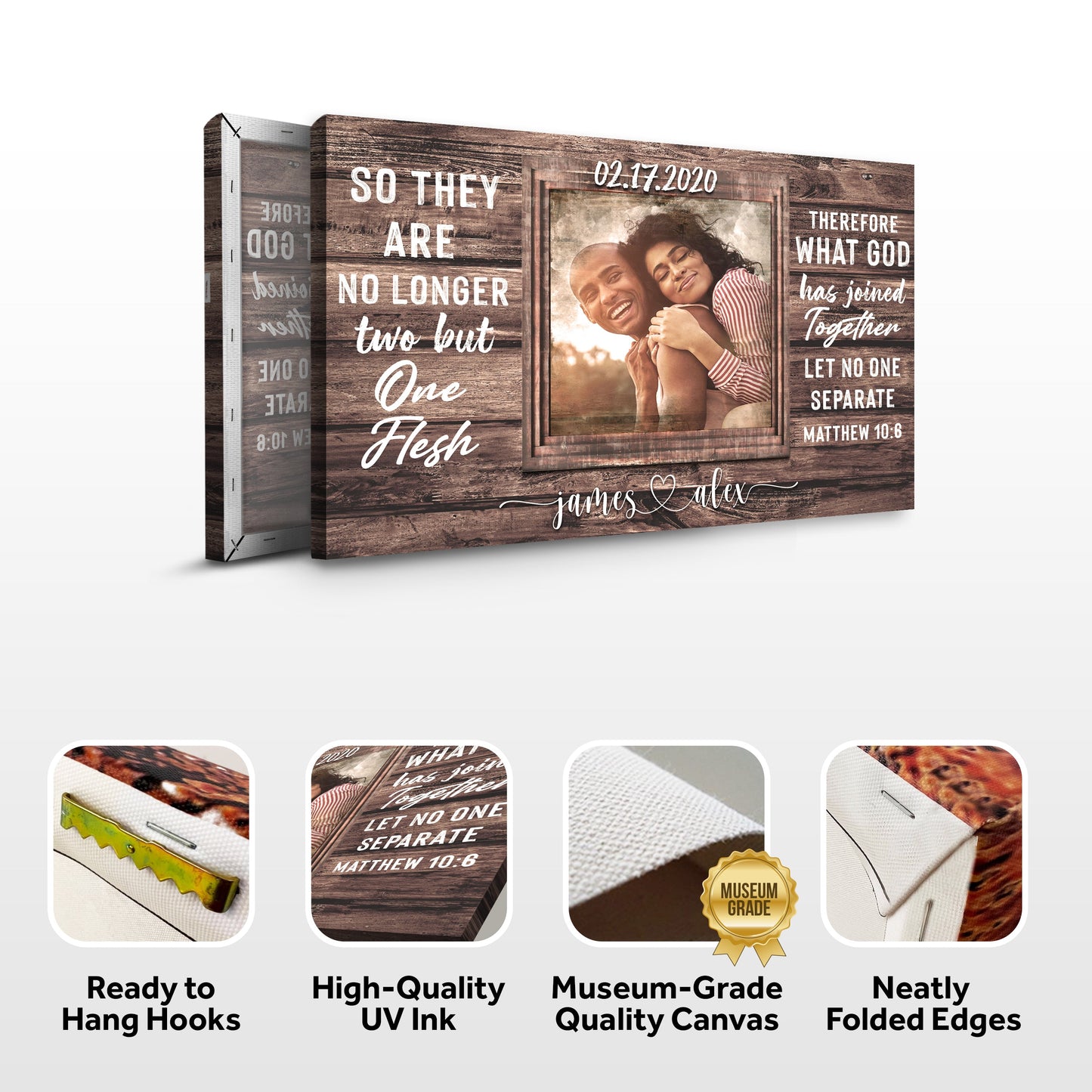 Matthew 19:6 What God Has Joined Together Faith Canvas Sign II