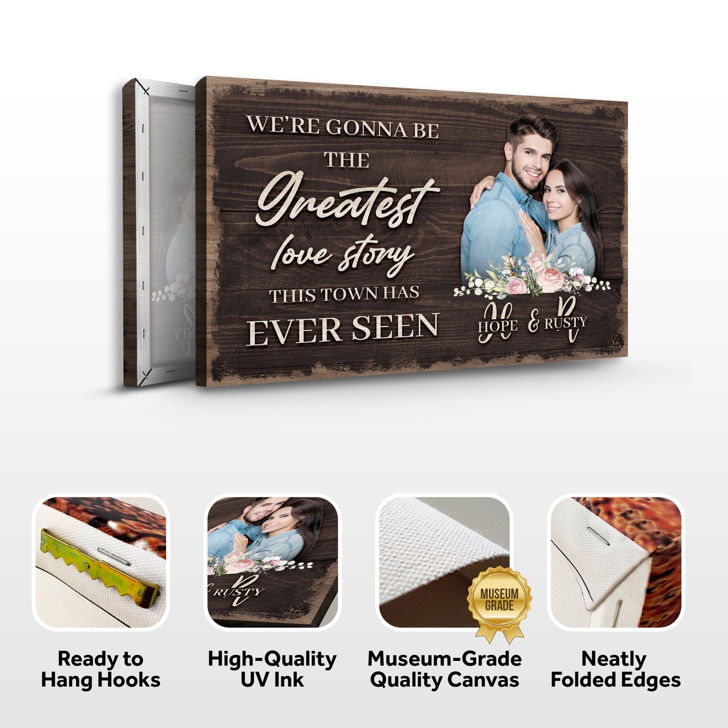Greatest Love Story In Town Couple Canvas Sign