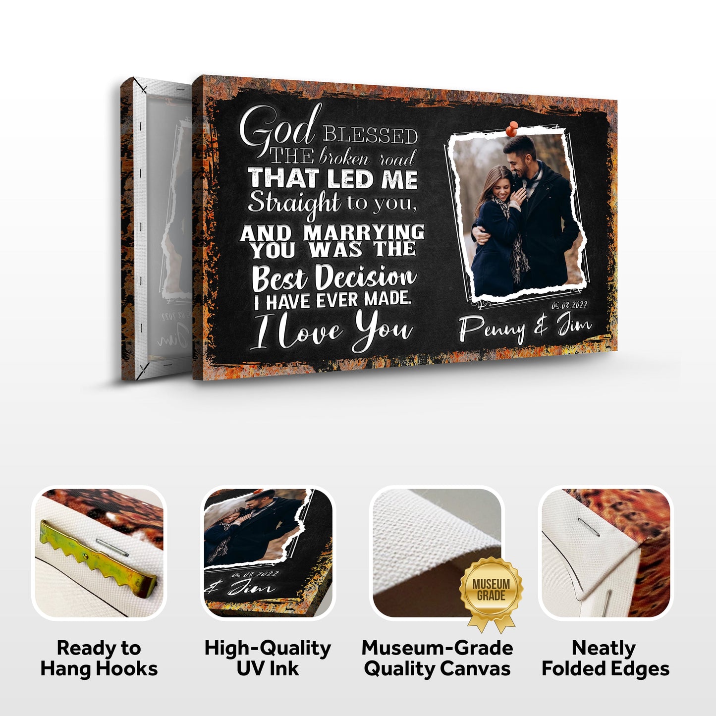 God Bless The Broken Road That Led Me To You Faith Canvas Sign