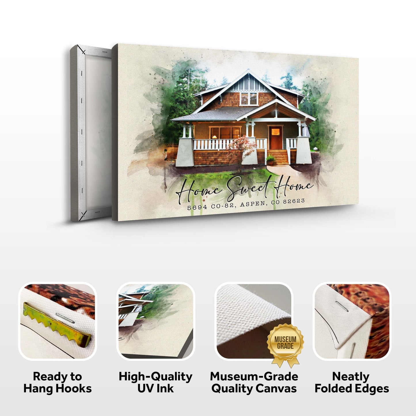 Home Sweet Home Watercolor Canvas Wall Art