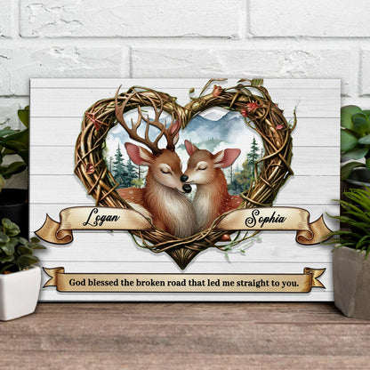 Couple Deer Canvas Wall Art IV