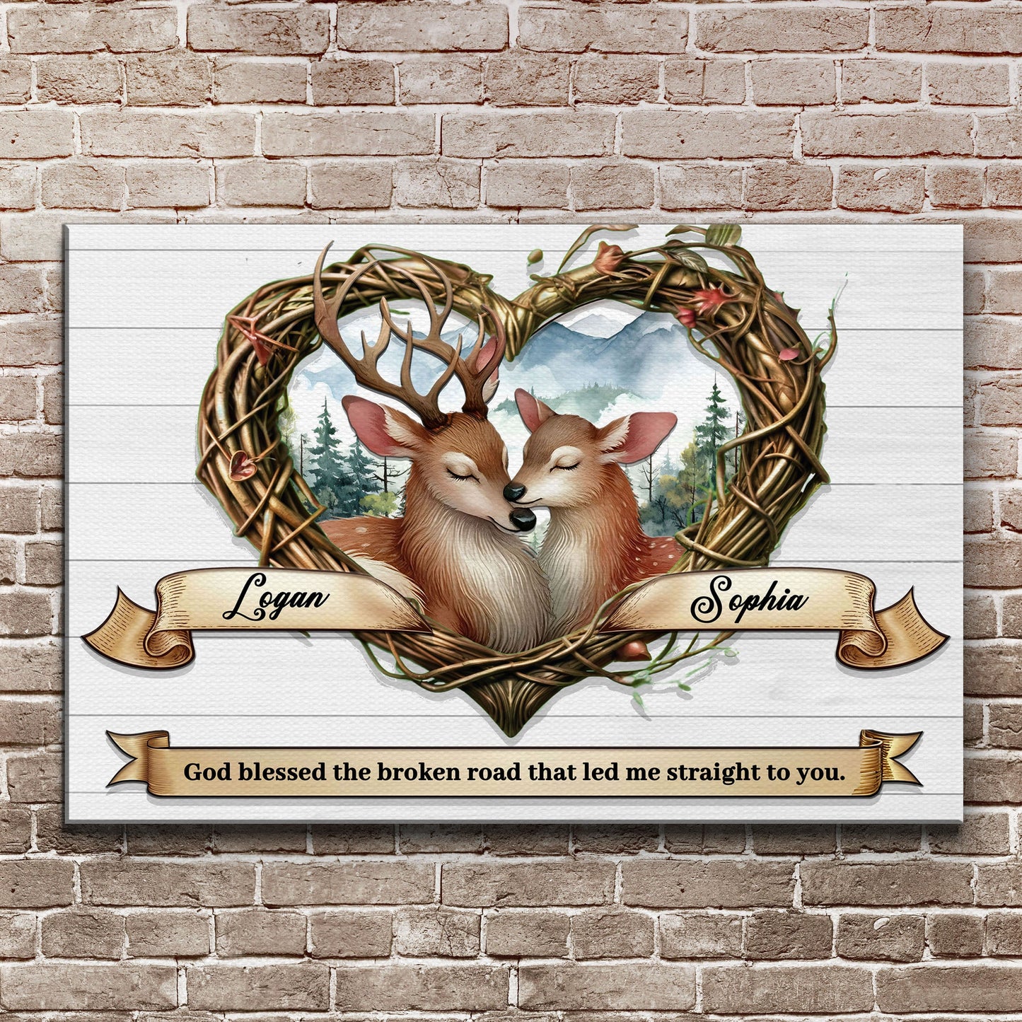 Couple Deer Canvas Wall Art IV