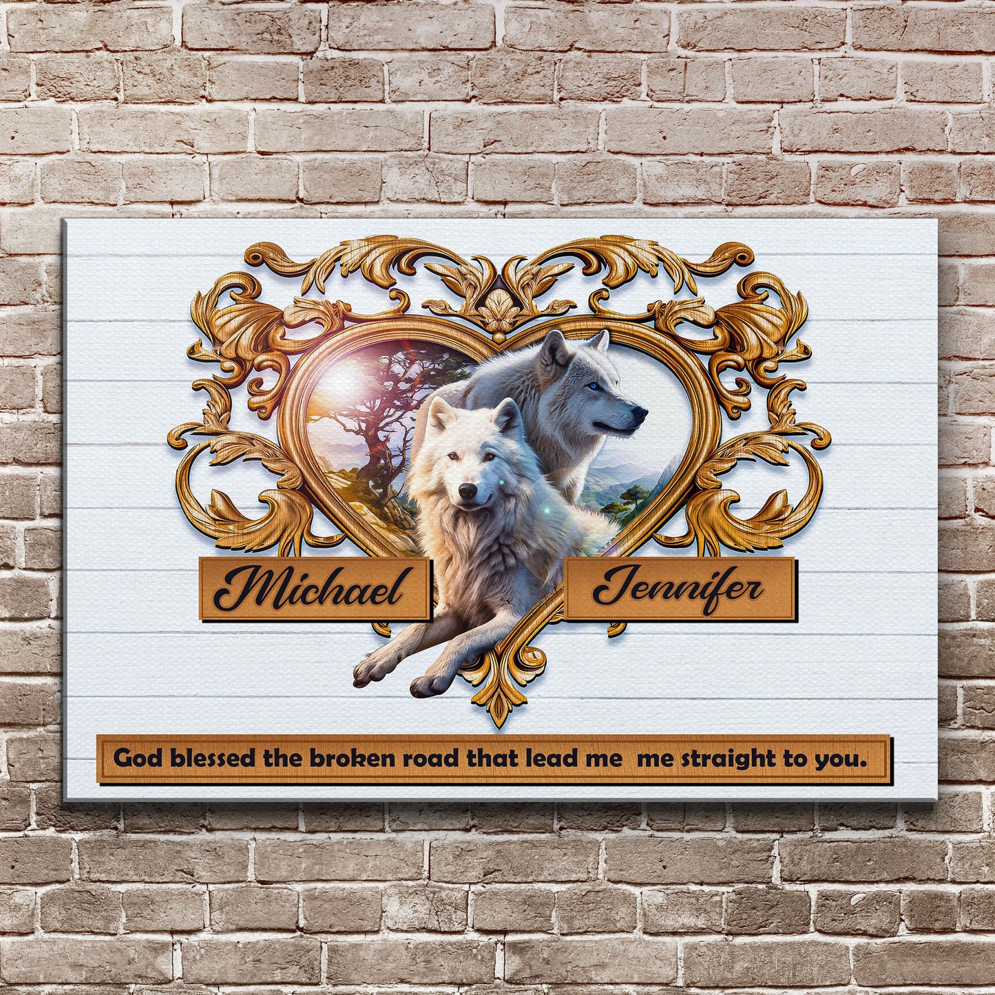 Couple Wolves Canvas Wall Art VI