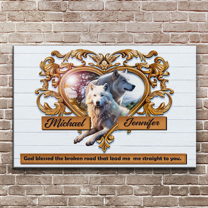 Couple Wolves Canvas Wall Art VI