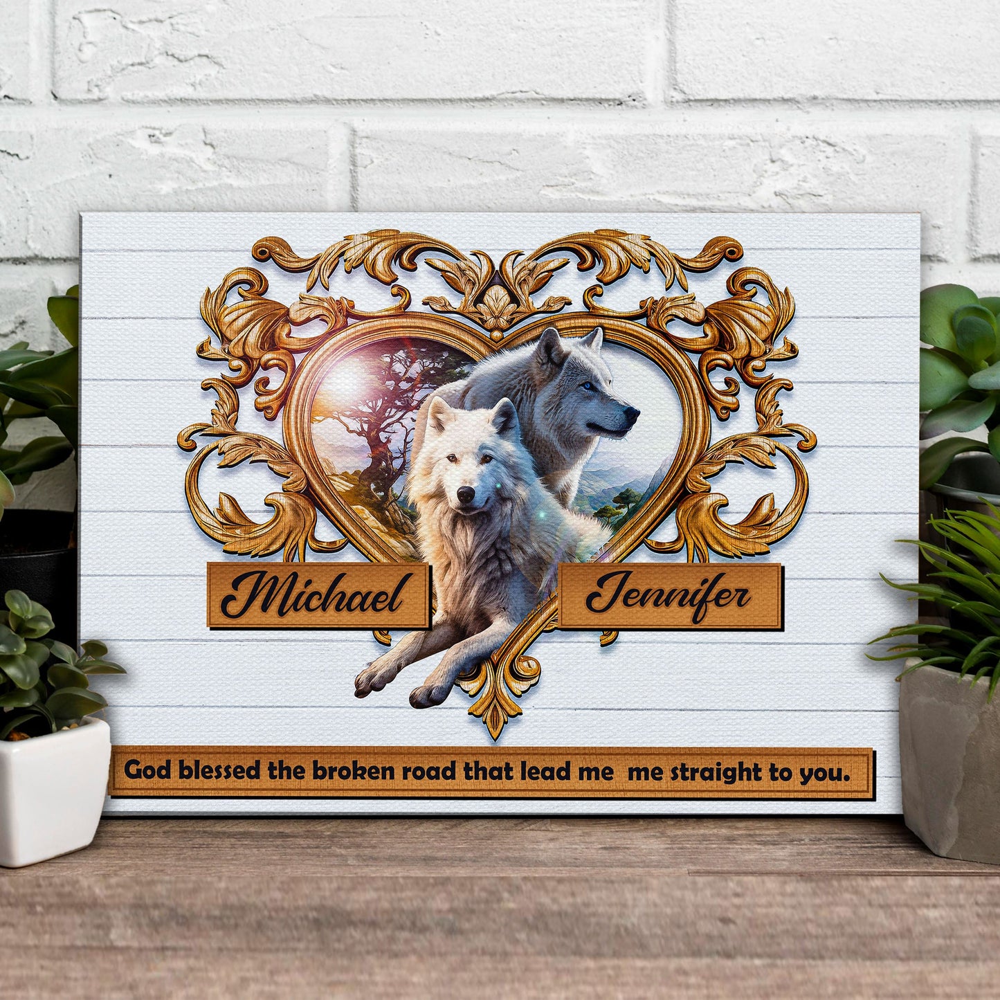 Couple Wolves Canvas Wall Art VI