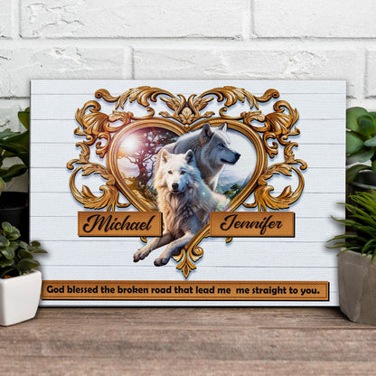 Couple Wolves Canvas Wall Art VI