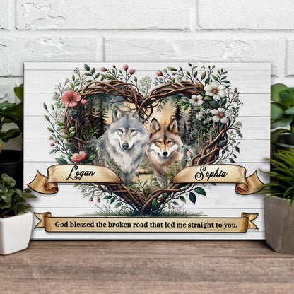 Couple Wolves Canvas Wall Art