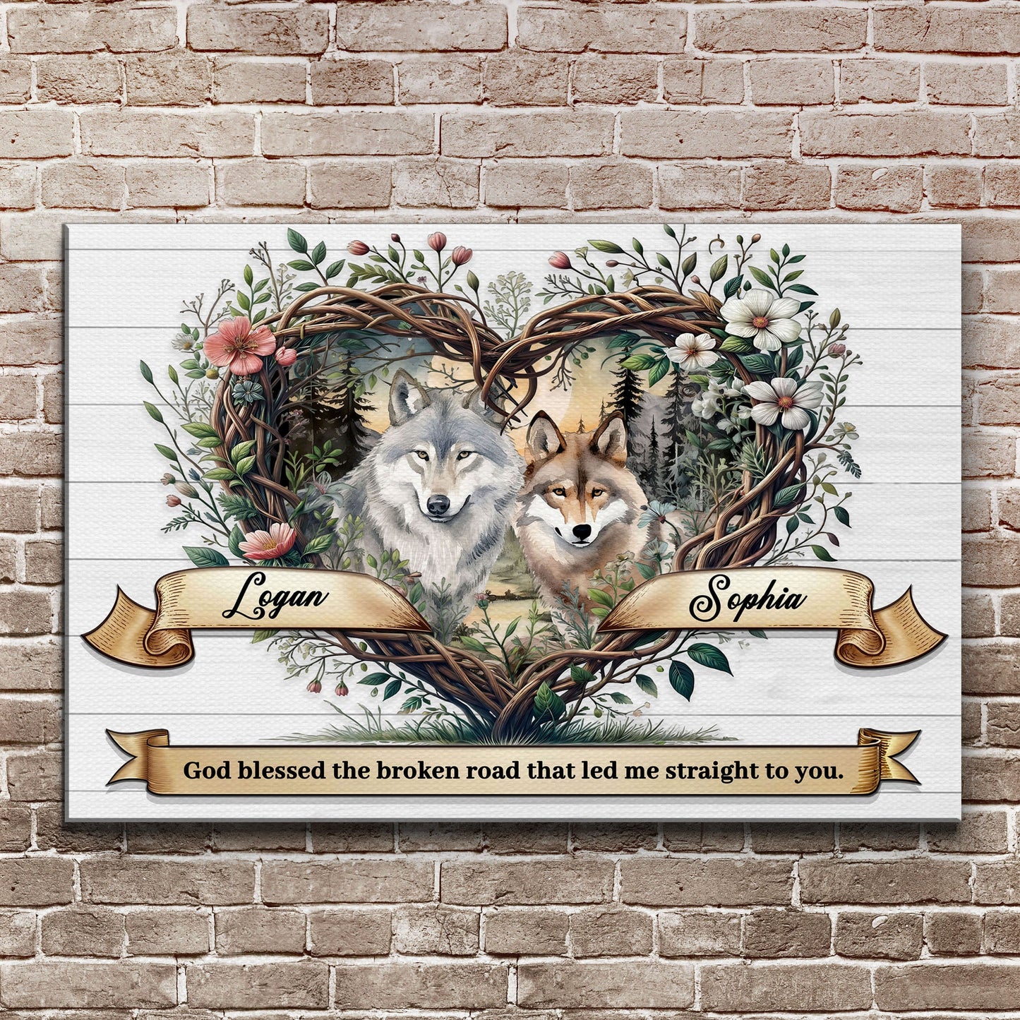 Couple Wolves Canvas Wall Art