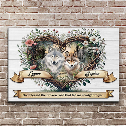 Couple Wolves Canvas Wall Art