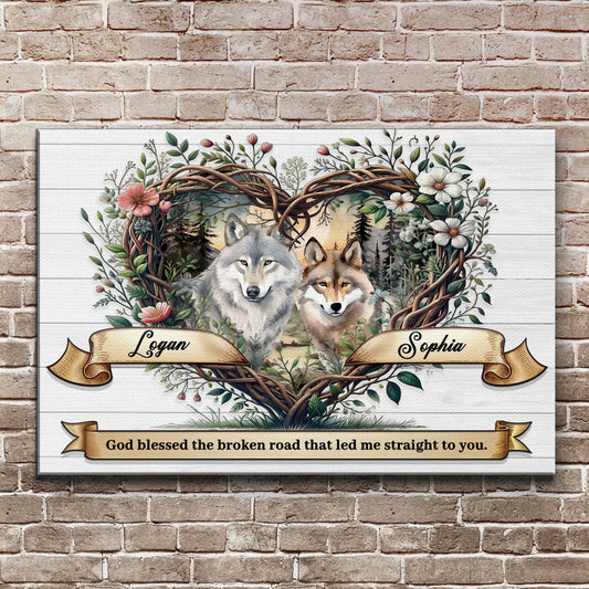 Couple Wolves Canvas Wall Art