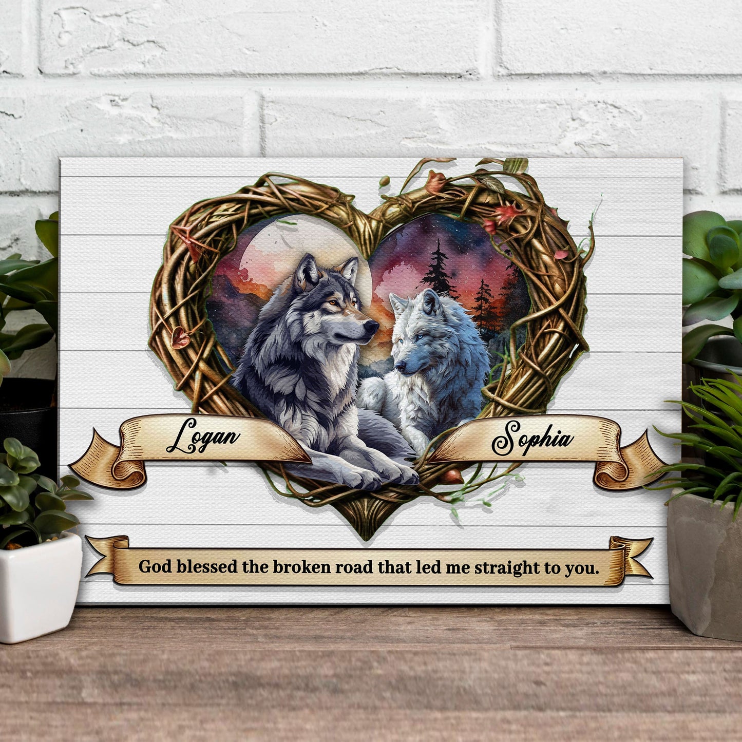 Couple Wolves Canvas Wall Art III