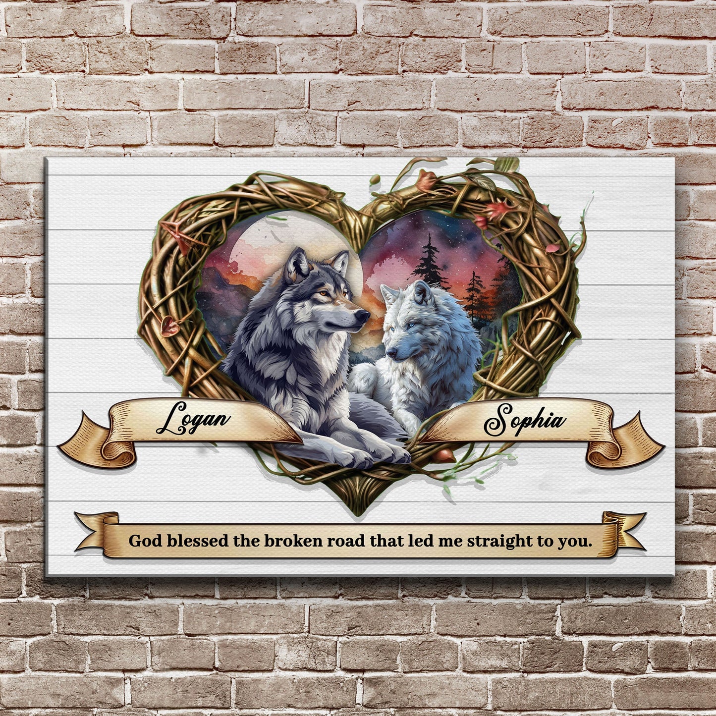 Couple Wolves Canvas Wall Art III