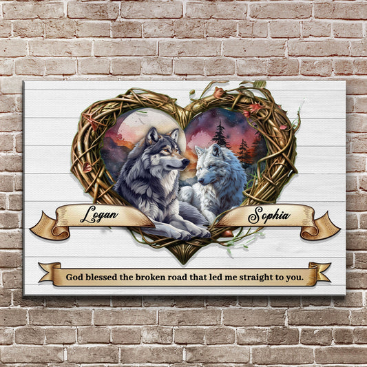 Couple Wolves Canvas Wall Art III