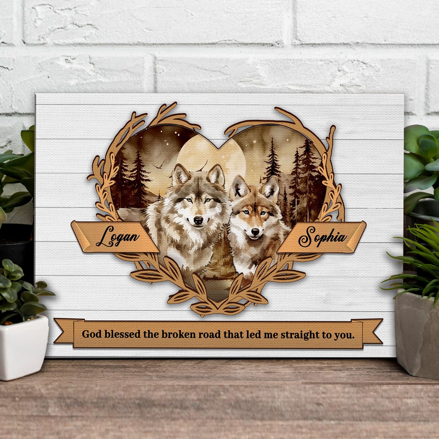 Couple Wolves Canvas Wall Art V