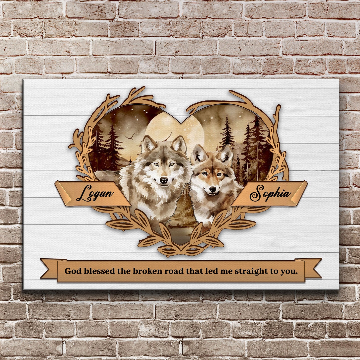 Couple Wolves Canvas Wall Art V