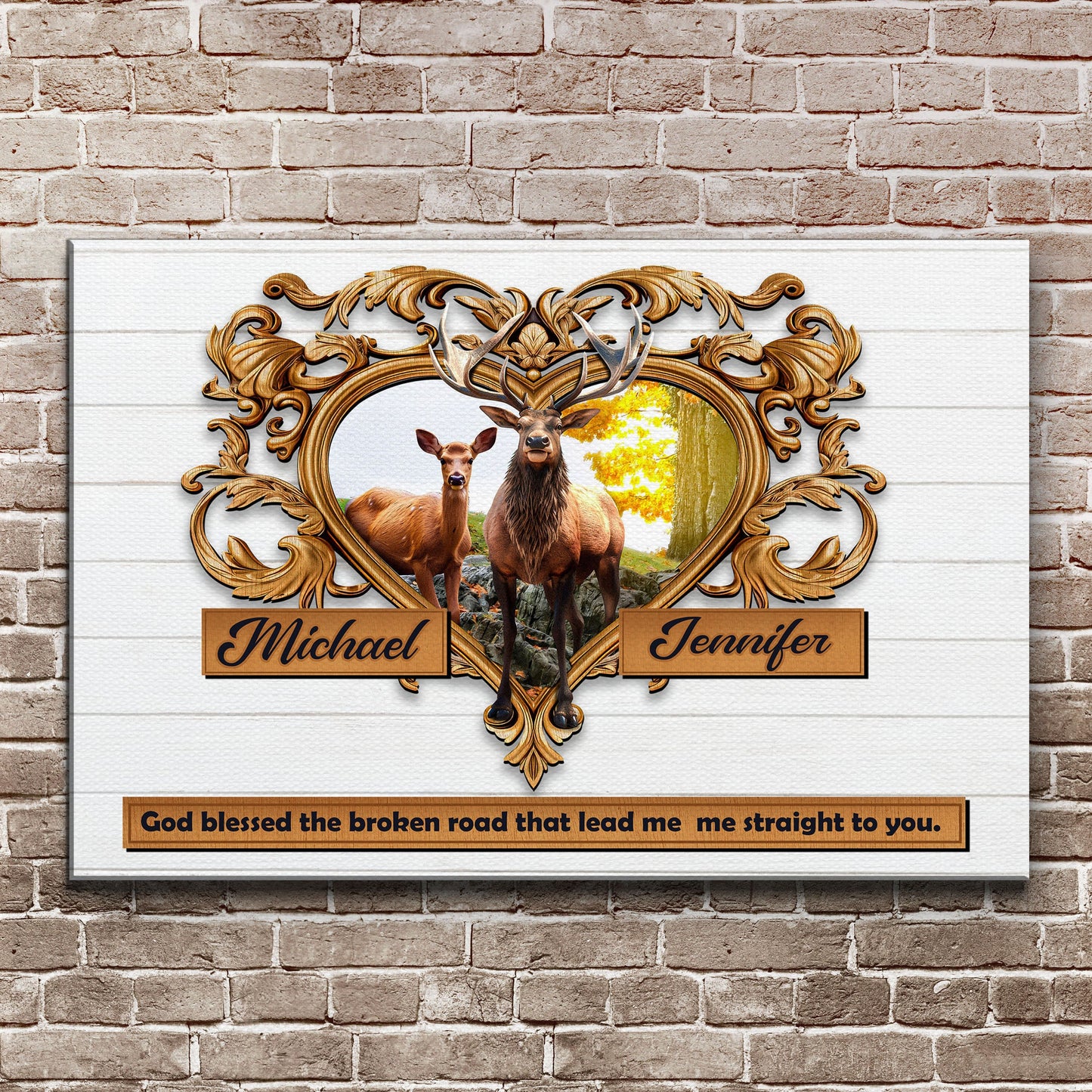 Couple Deer Canvas Wall Art