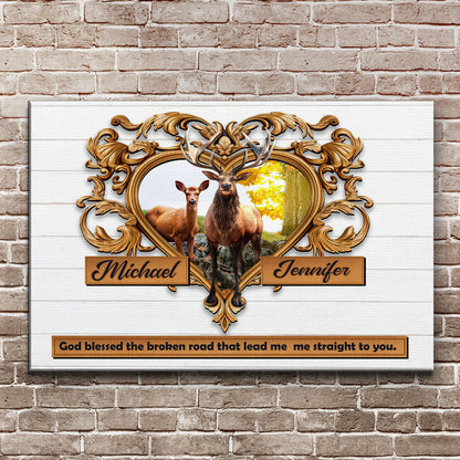 Couple Deer Canvas Wall Art