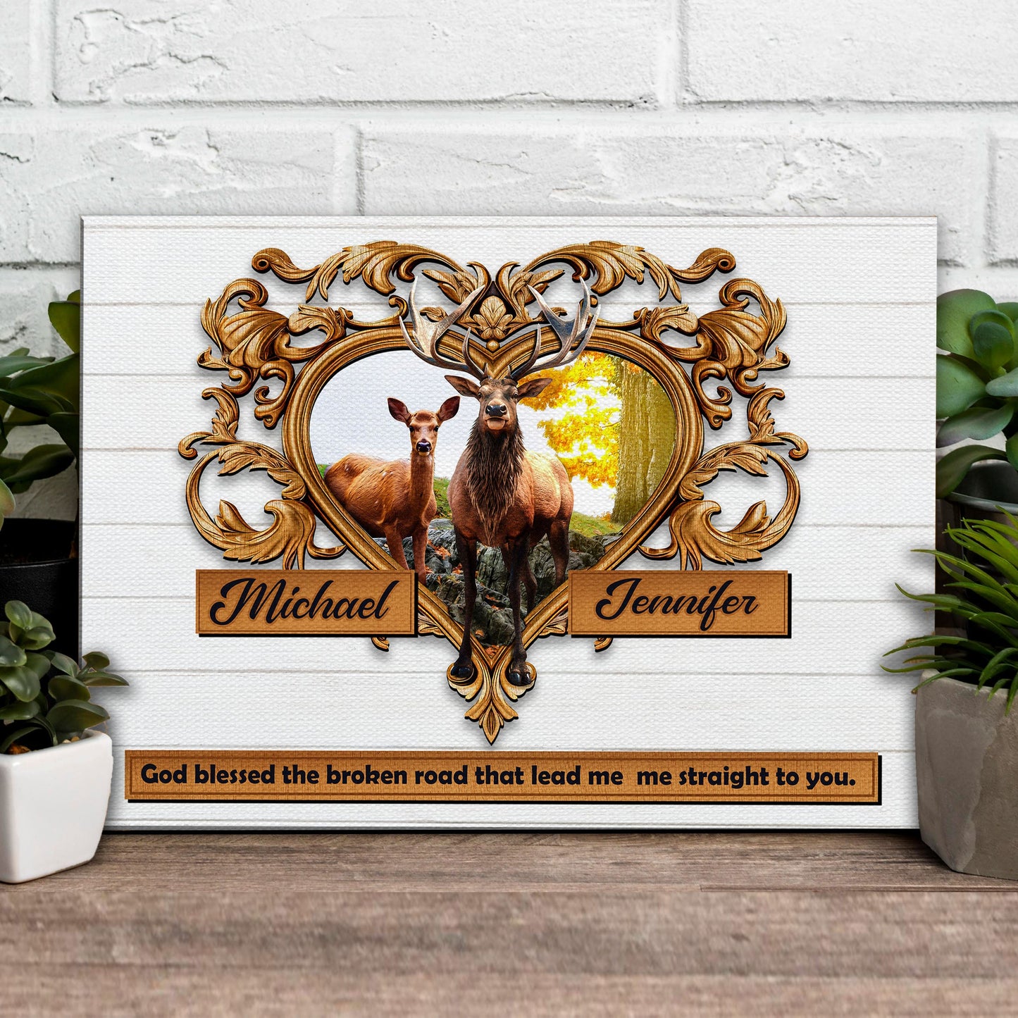 Couple Deer Canvas Wall Art