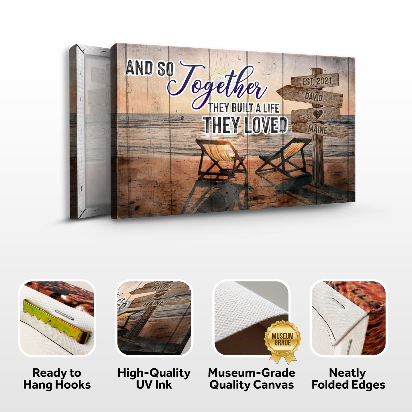 And So Together We Built A Life We Loved Couple Canvas Sign