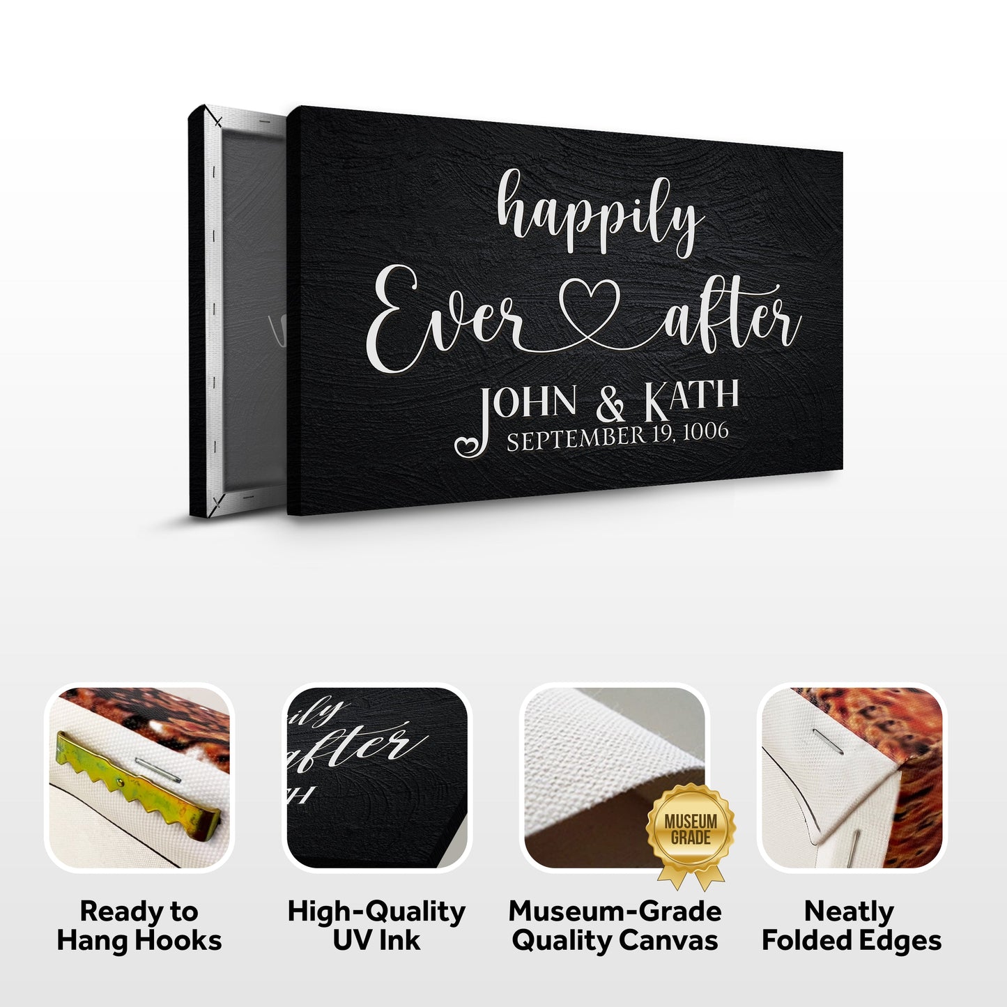 Happily Ever After Couple Canvas Sign VII