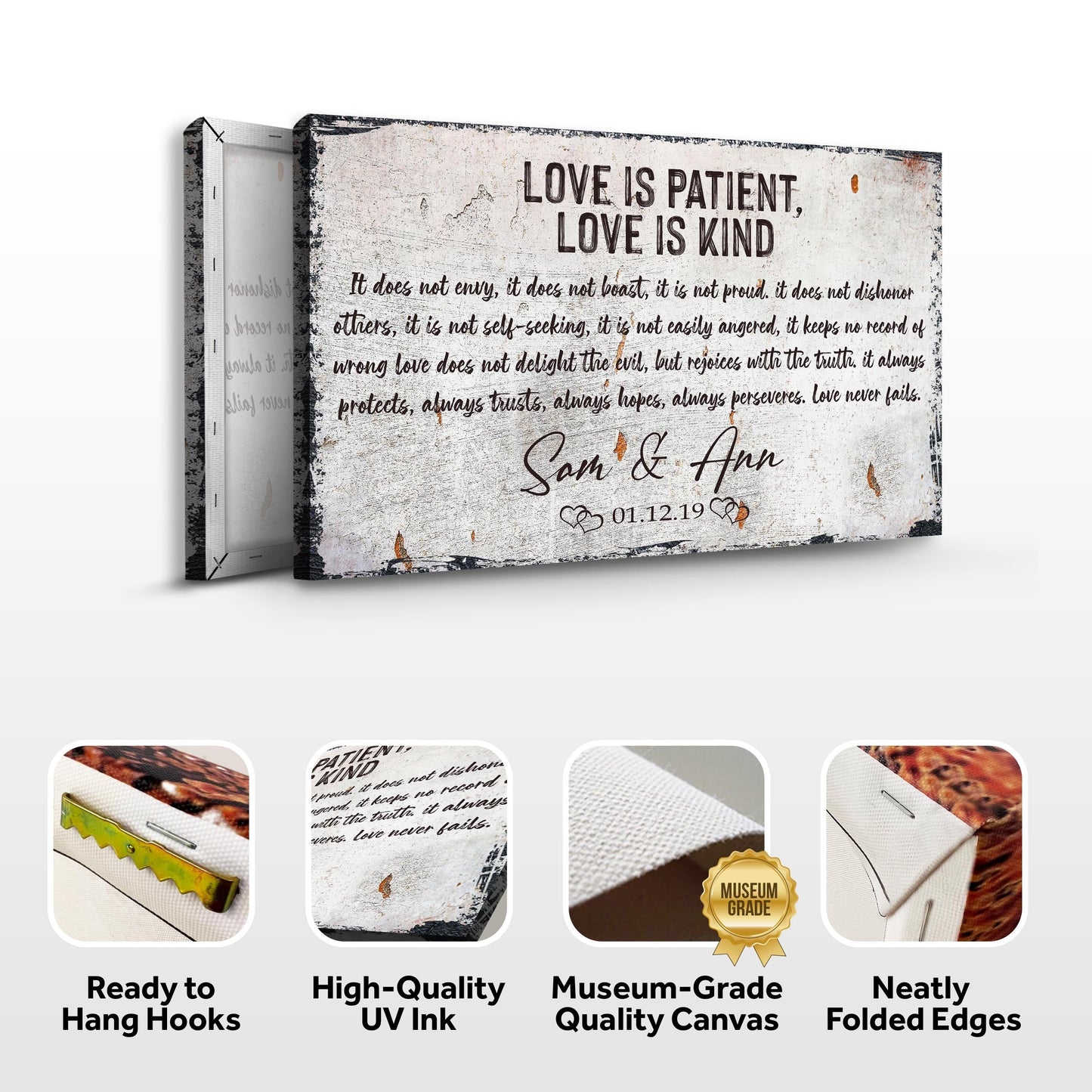 Love Is Patient Love Is Kind Faith Canvas Sign