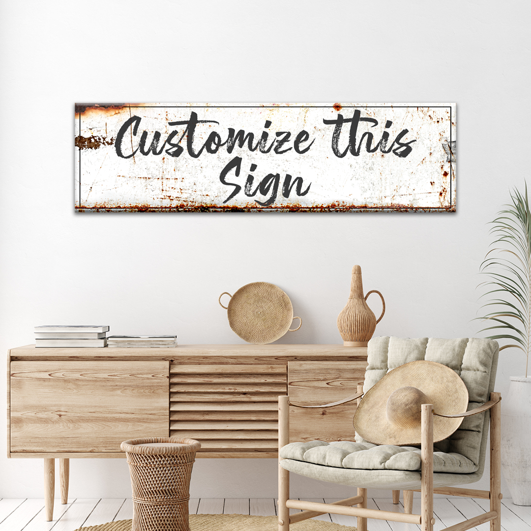 Custom rustic personalized canvas sign with hand-lettered name or phrase