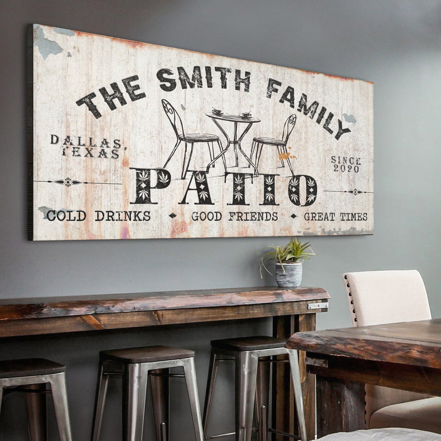 Family Patio Sign Personalized Canvas Wall Art