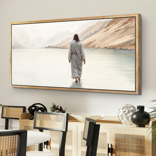 Walking on water faith canvas wall art IV, spiritual bible-inspired art on gallery-wrapped canvas