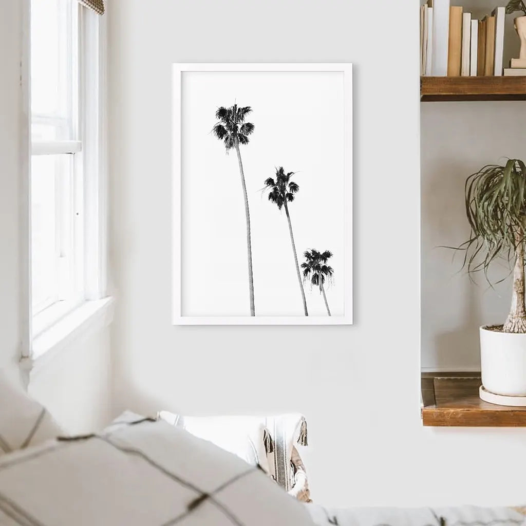 Tropical Palm Trees Print - Black and White Beach Wall Art