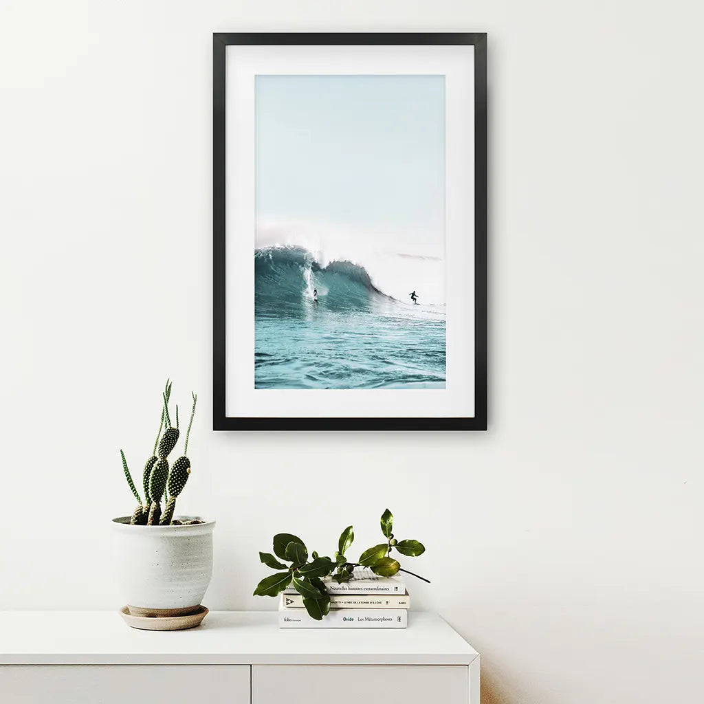 Surfing Wall Art Print, Surfers on Blue Waves