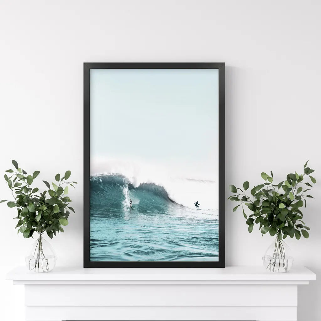 Surfing Wall Art Print, Surfers on Blue Waves