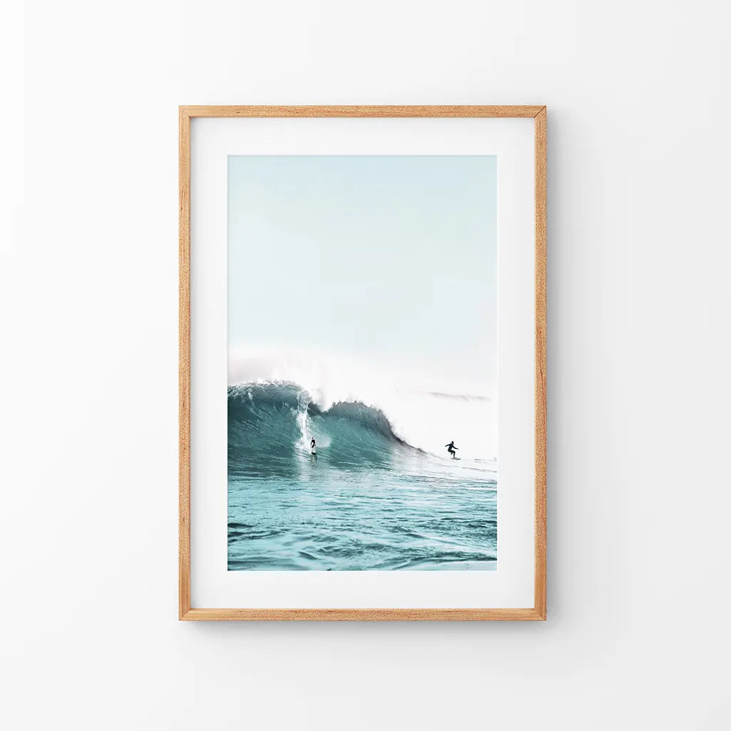 Surfing Wall Art Print, Surfers on Blue Waves