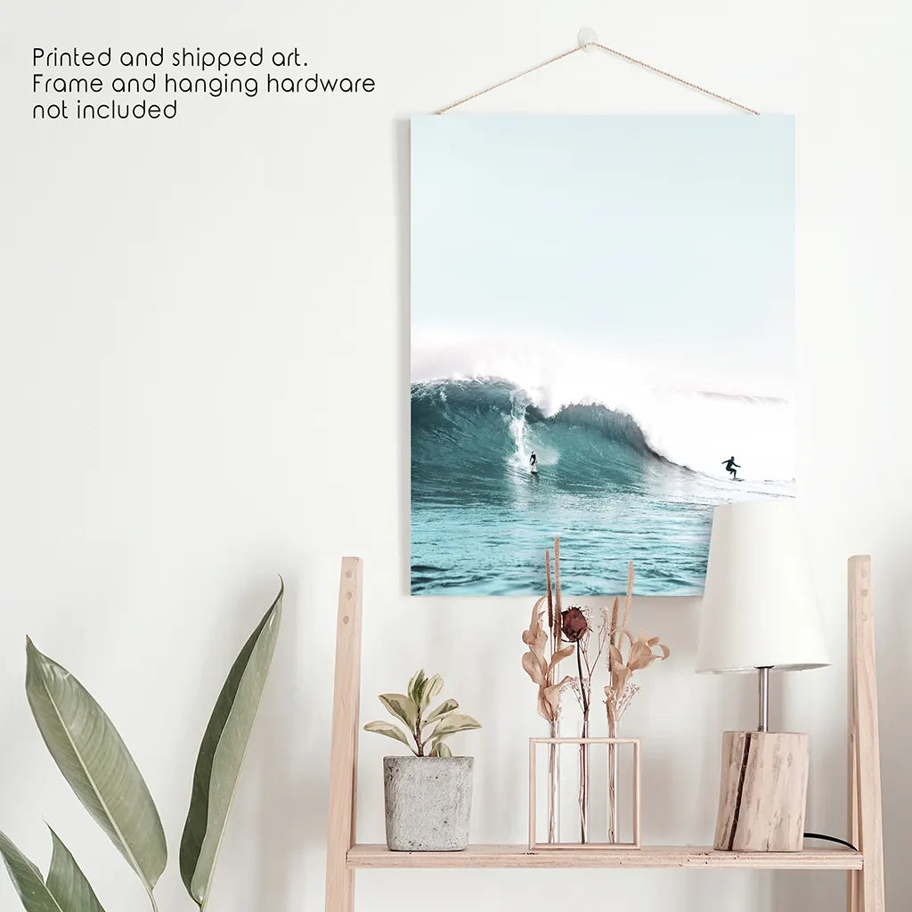 Surfing Wall Art Print, Surfers on Blue Waves