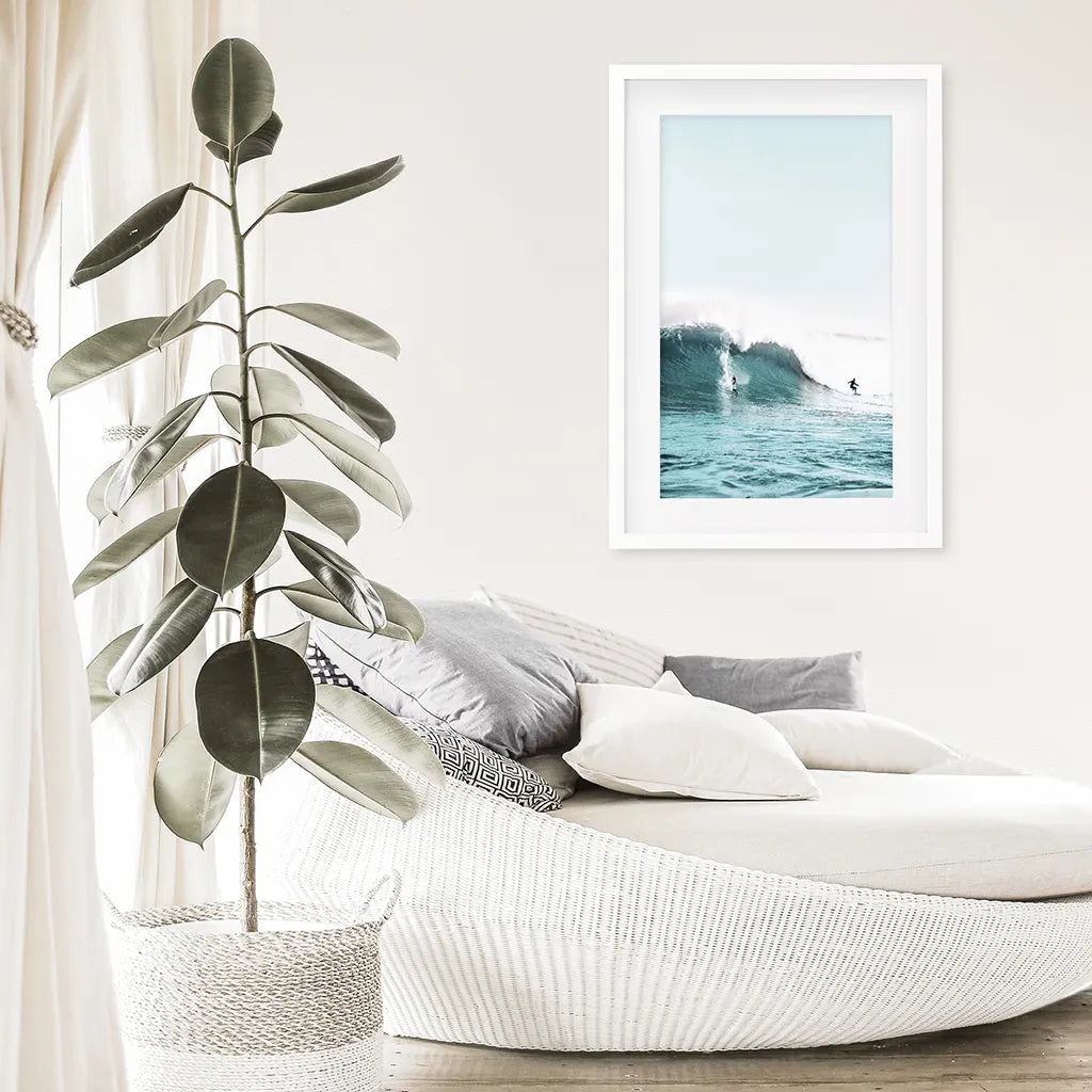 Surfing Wall Art Print, Surfers on Blue Waves