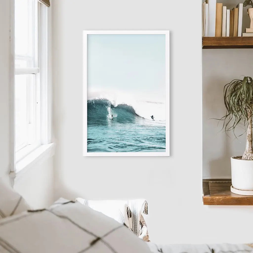 Surfing Wall Art Print, Surfers on Blue Waves