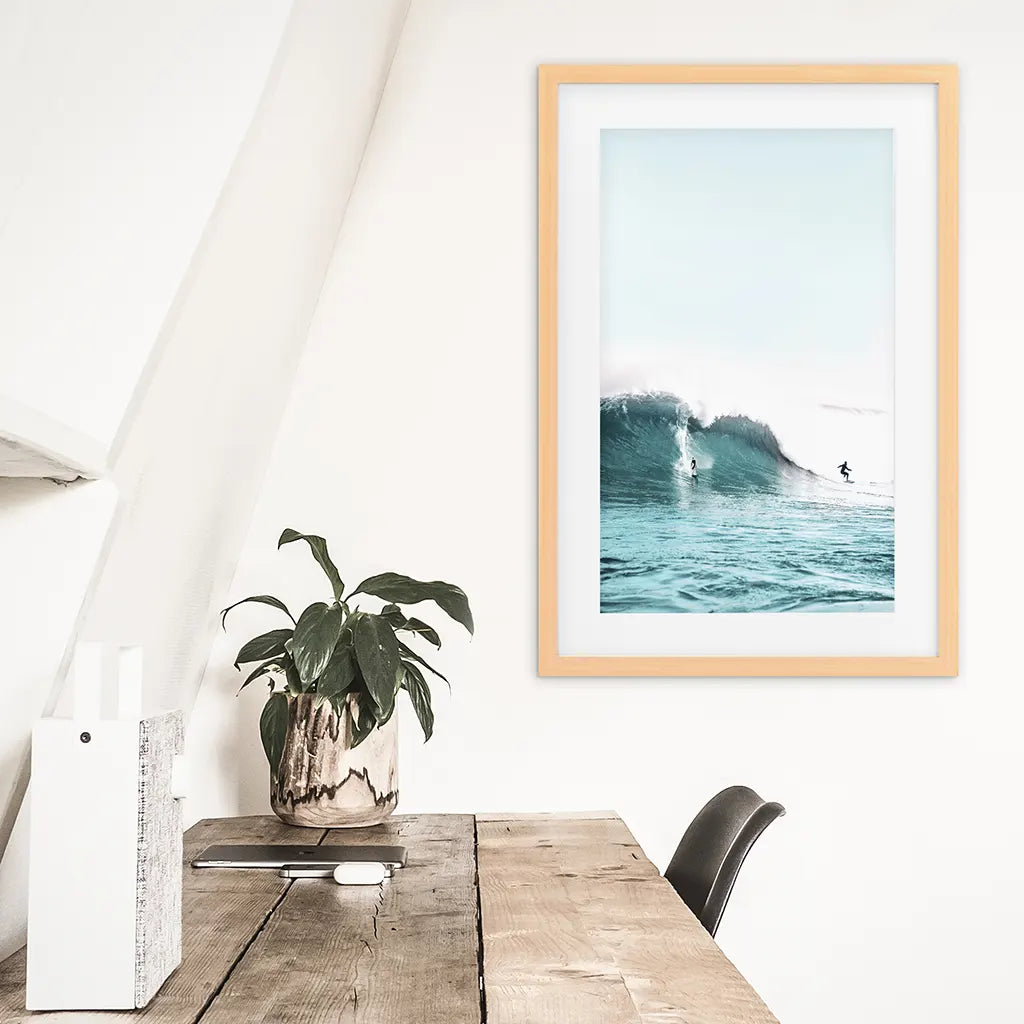 Surfing Wall Art Print, Surfers on Blue Waves