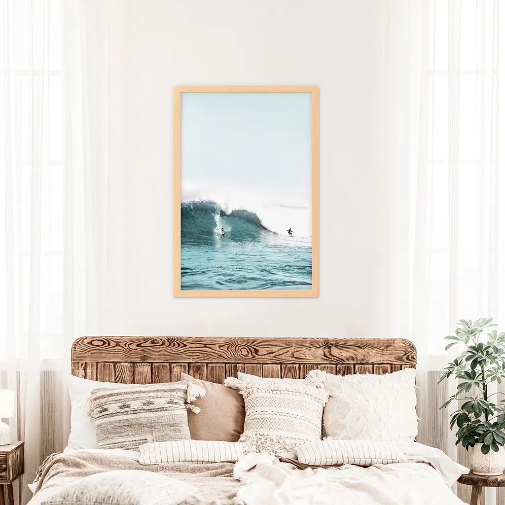 Surfing Wall Art Print, Surfers on Blue Waves