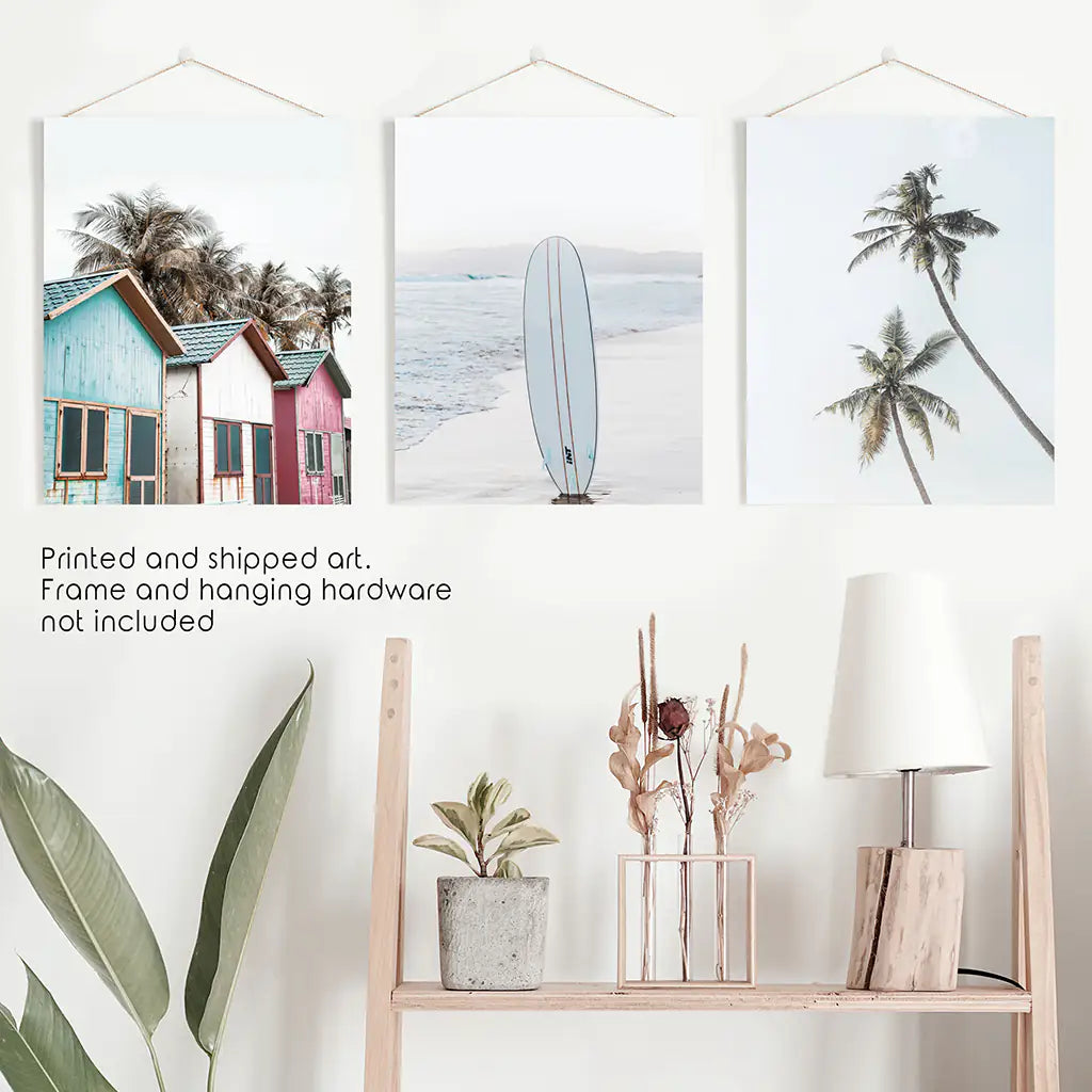 California Boho Beach Wall Art Set of 3 Surf Prints
