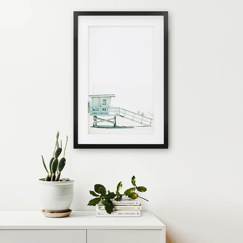 California Coastal Wall Art - Blue Lifeguard Tower Print