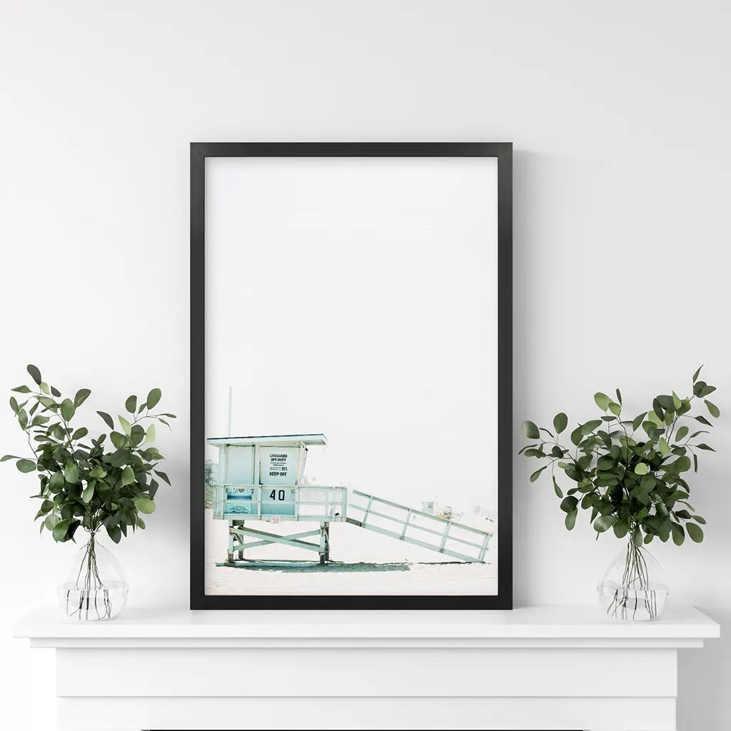 California Coastal Wall Art - Blue Lifeguard Tower Print