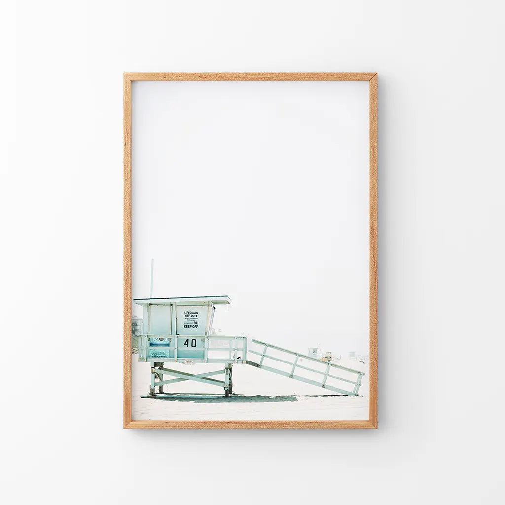 California Coastal Wall Art - Blue Lifeguard Tower Print