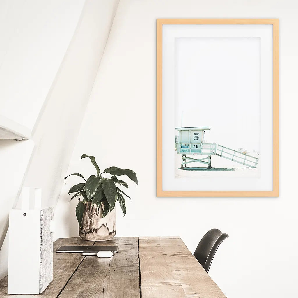 California Coastal Wall Art - Blue Lifeguard Tower Print