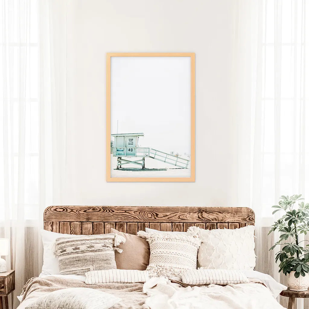 California Coastal Wall Art - Blue Lifeguard Tower Print