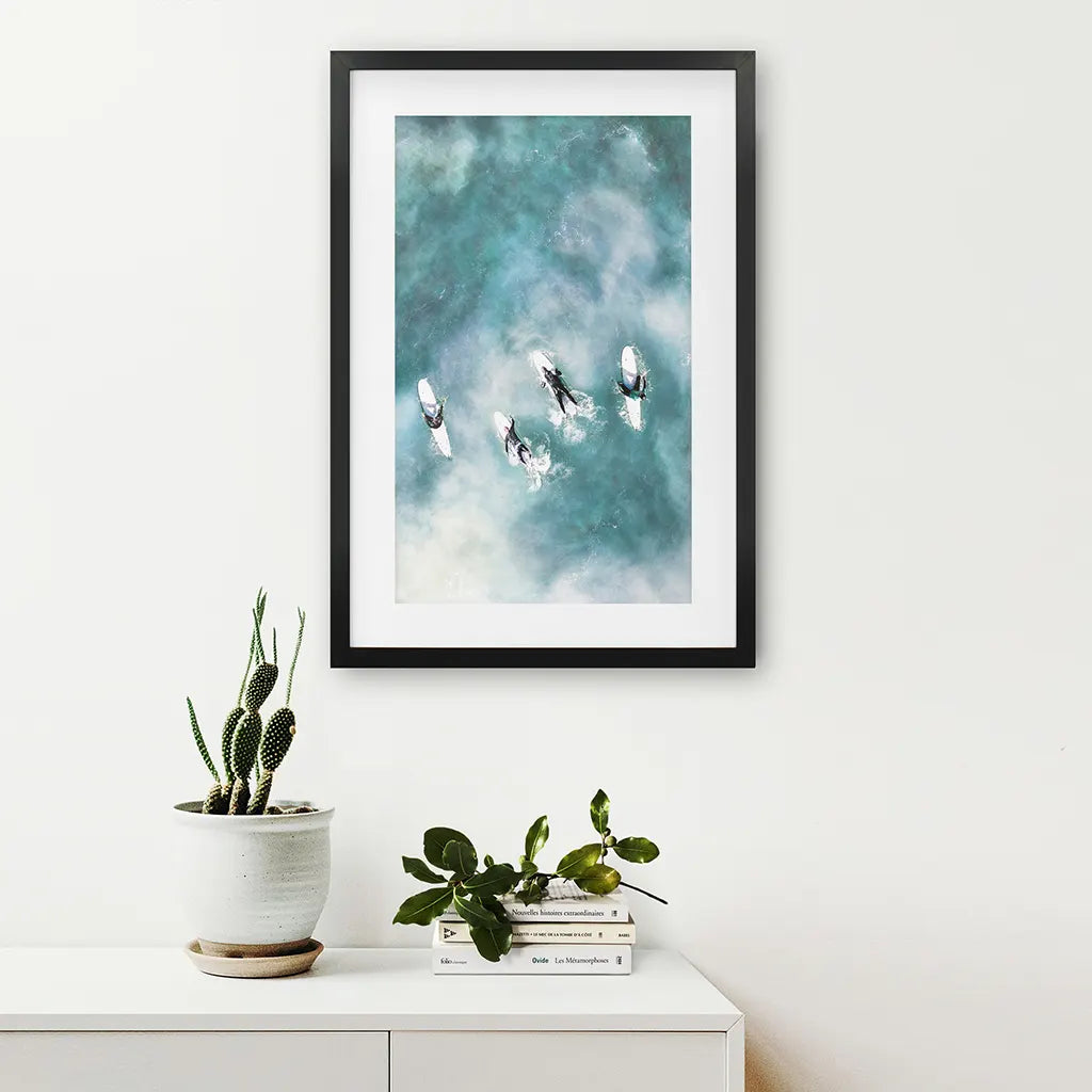 California Surfers Wall Art Print, Aerial Ocean Waves