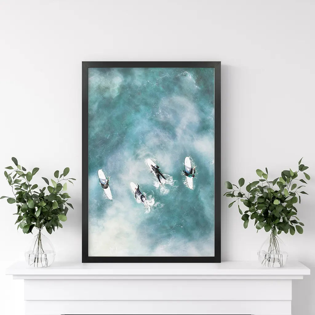 California Surfers Wall Art Print, Aerial Ocean Waves